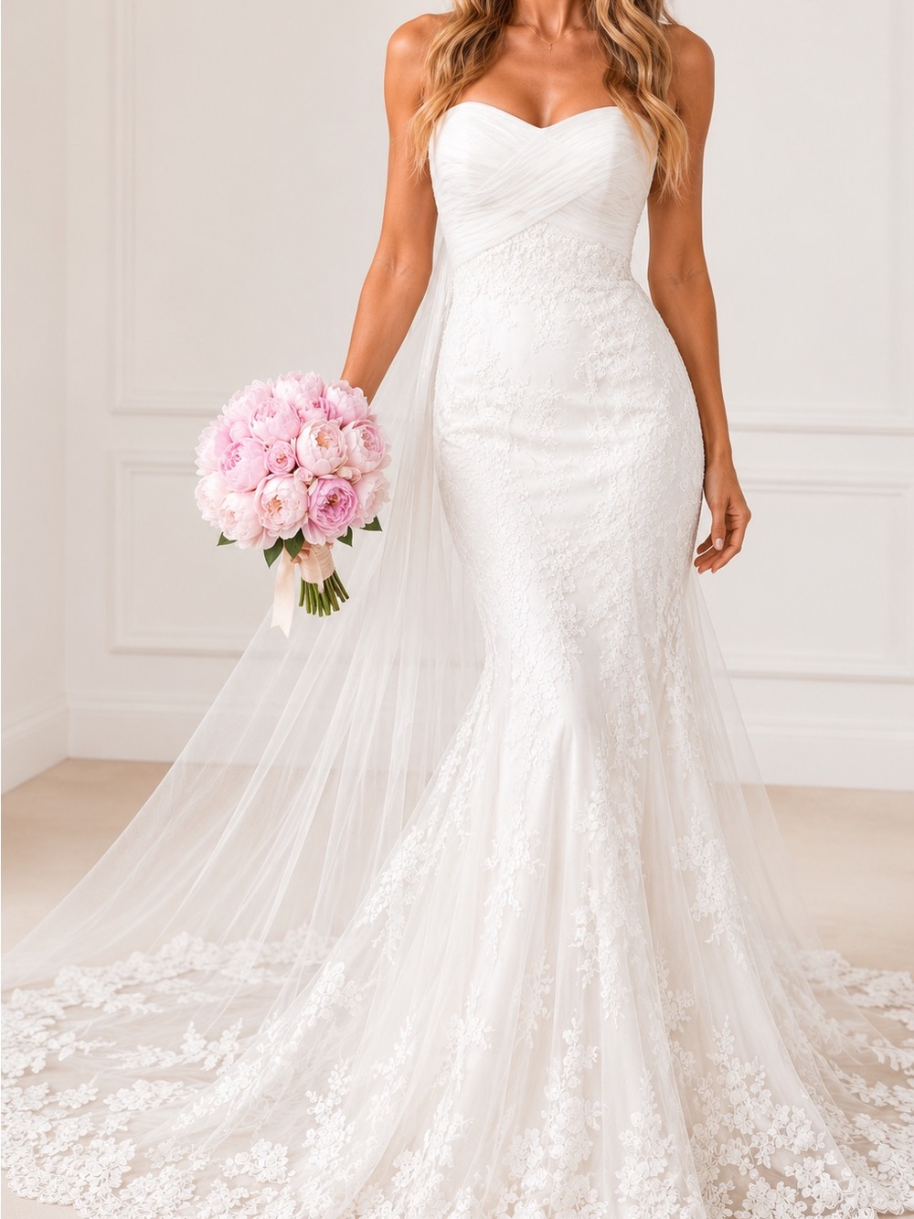 La Sposa Pronovias Denia Lace Mermaid Wedding Dress Size 2 Preserved